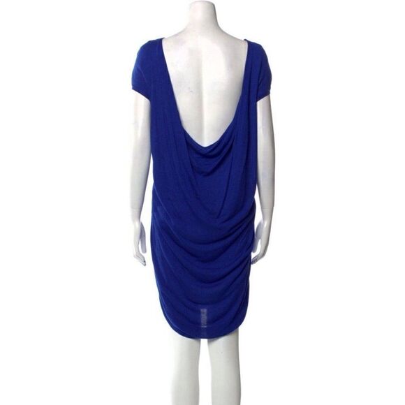 alexander mcqueen Authentic Solid Navy Blue Crew Neck Short Sleeve Mini Dress Xs - Picture 3 of 7